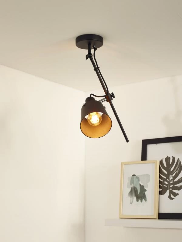 Lucide QUINNY - Plafondspot - 1xE27 - Zwart - sfeer 1